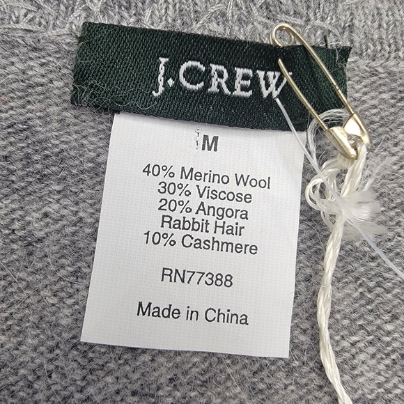 J. Crew Cashmere Blend Beaded Sweater Heather Grey NWT Size M - Picture 5 of 15